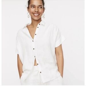 J. Crew Baird McNutt 100% Irish Linen White Button-Down Shirt for Women Sz XS